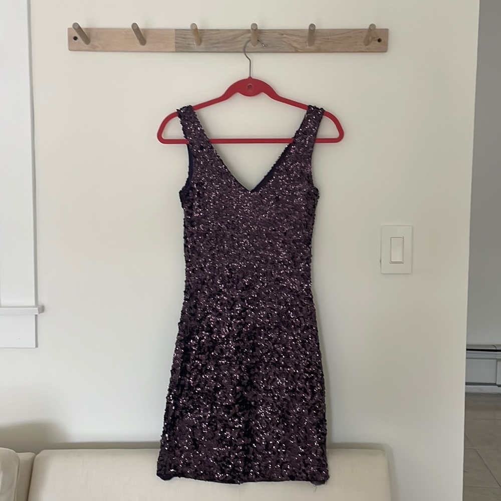 Deep purple sleeveless sequin dress